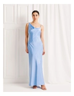 Satin Bias Cut Maxi Dress in Sky Blue