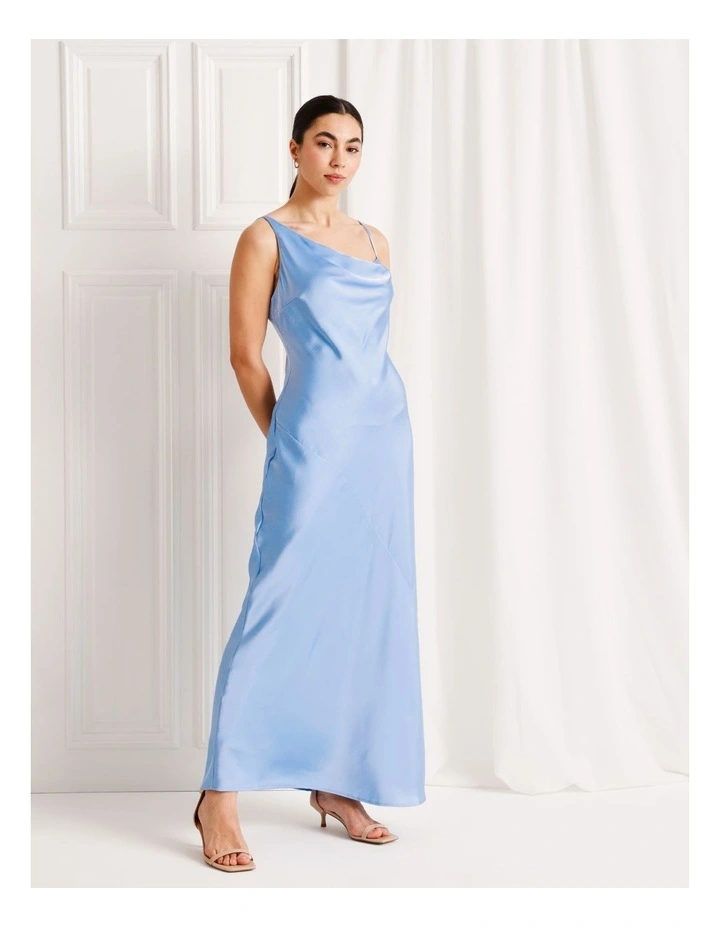 Satin Bias Cut Maxi Dress in Sky Blue image 3