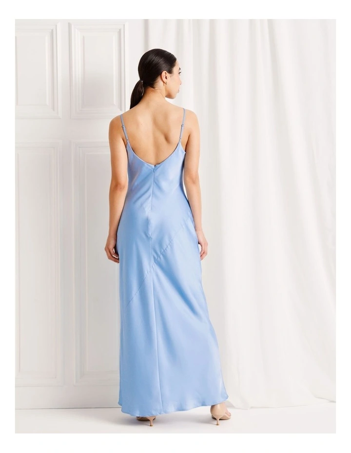 Satin Bias Cut Maxi Dress in Sky Blue image 6