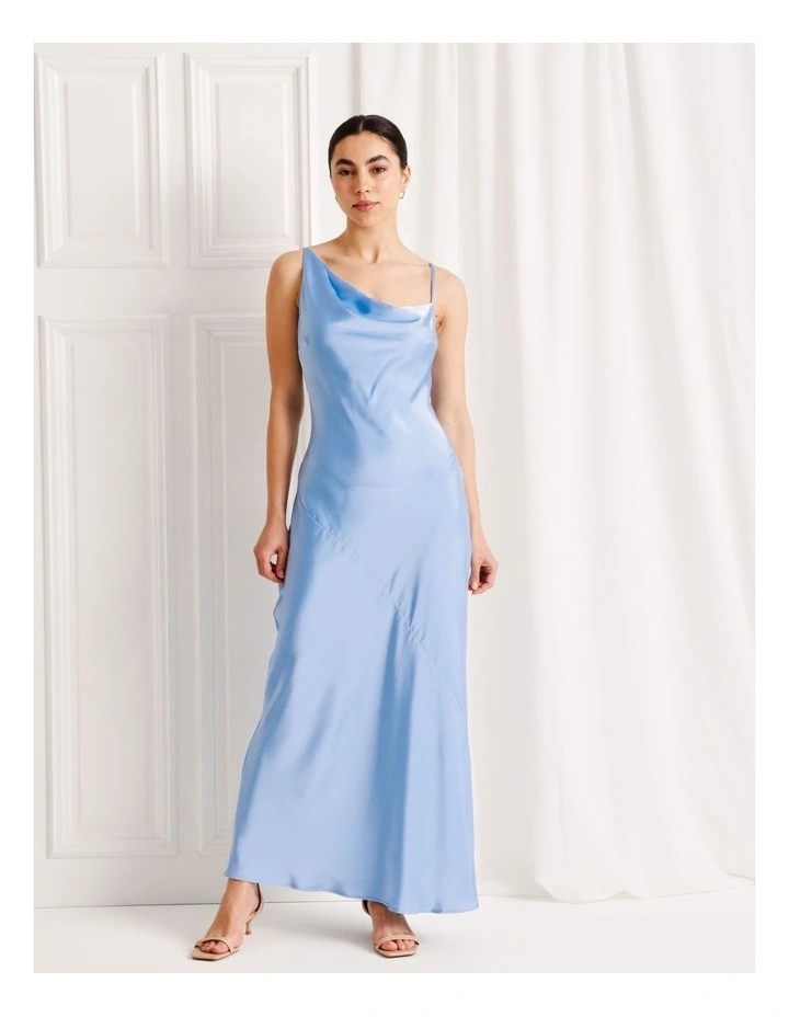 Satin Bias Cut Maxi Dress in Sky Blue image 7