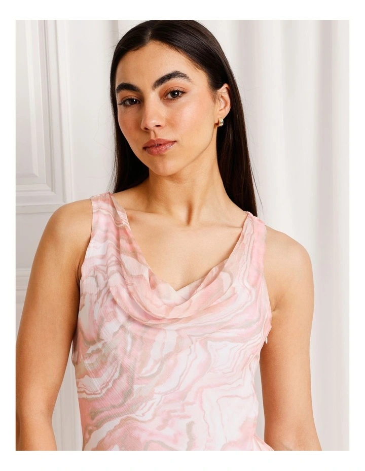 Cowl Neck Bias Cut Maxi Dress in Pink image 2