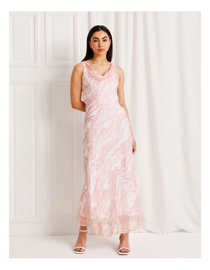 Cowl Neck Bias Cut Maxi Dress in Pink image 4