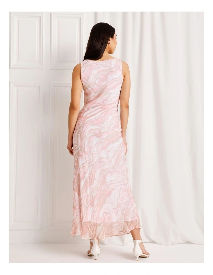 Cowl Neck Bias Cut Maxi Dress in Pink image 5