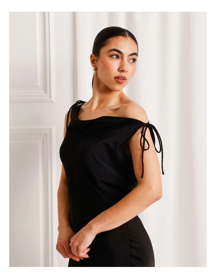 Satin Low Back Maxi Dress in Black image 4