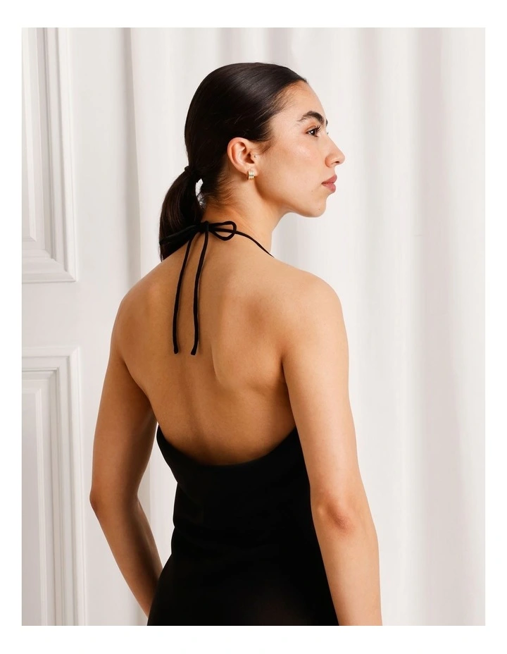 Satin Low Back Maxi Dress in Black image 6