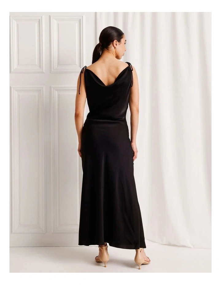 Satin Low Back Maxi Dress in Black image 7