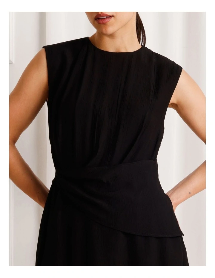 Extended Shoulder Mini Dress in Black image 3
