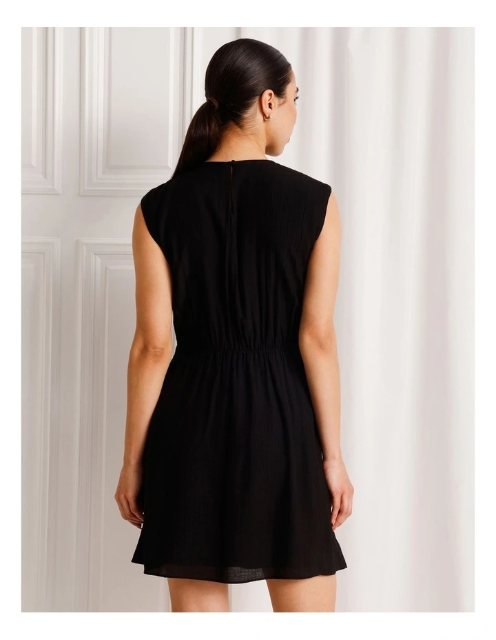 Extended Shoulder Mini Dress in Black image 5