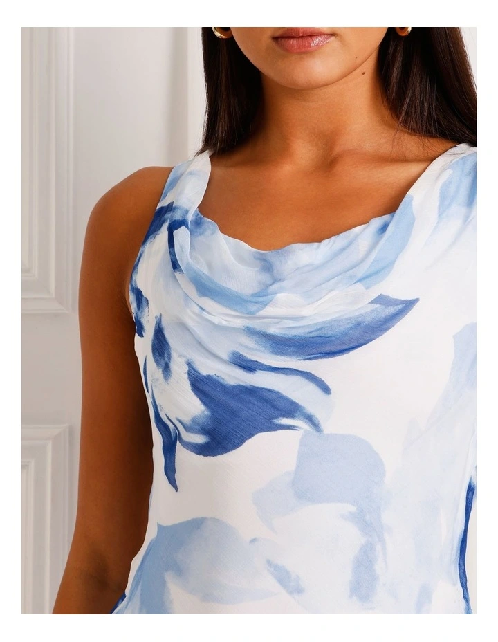 Cowl Neck Bias Cut Maxi Dress in Sky Blue image 4