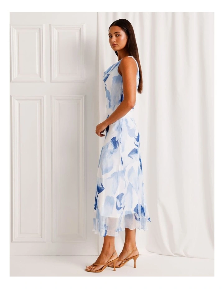 Cowl Neck Bias Cut Maxi Dress in Sky Blue image 5