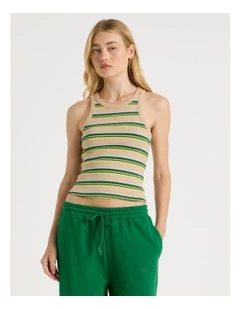 Racer Tank in Green Stripe