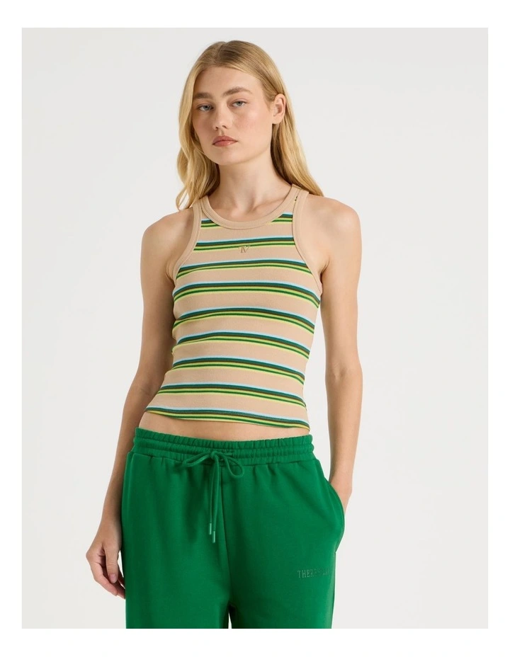 Racer Tank in Green Stripe image 1