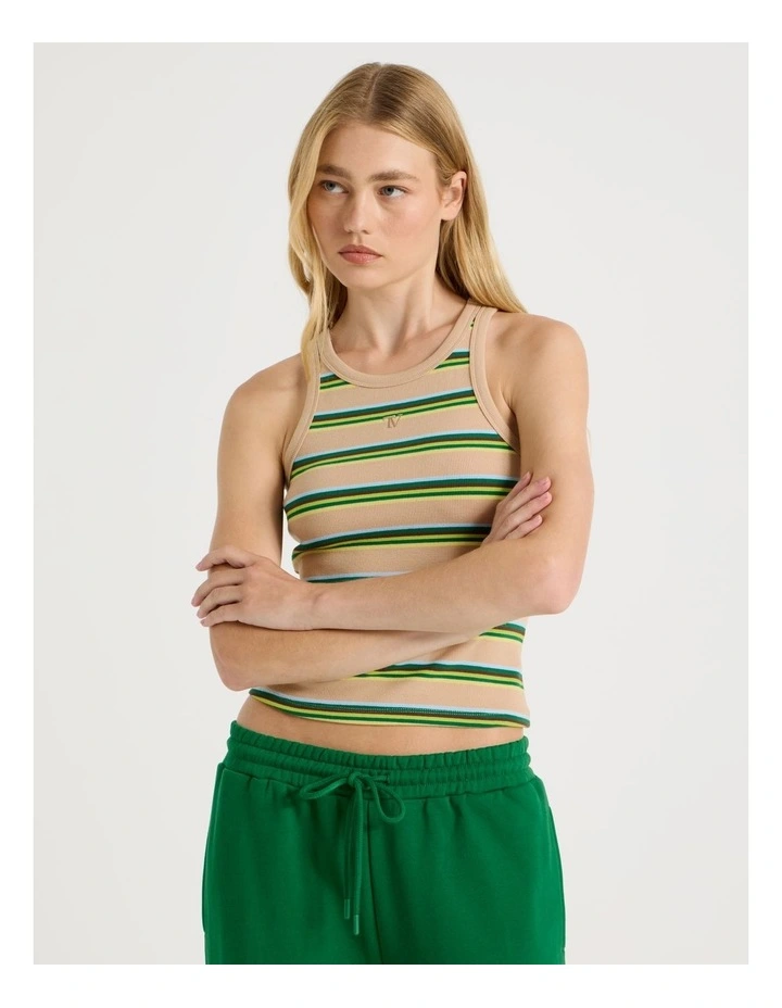 Racer Tank in Green Stripe image 3