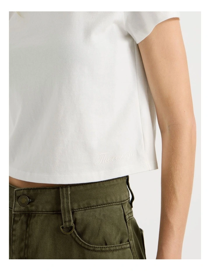 Short Sleeve Crop Tee in White image 3