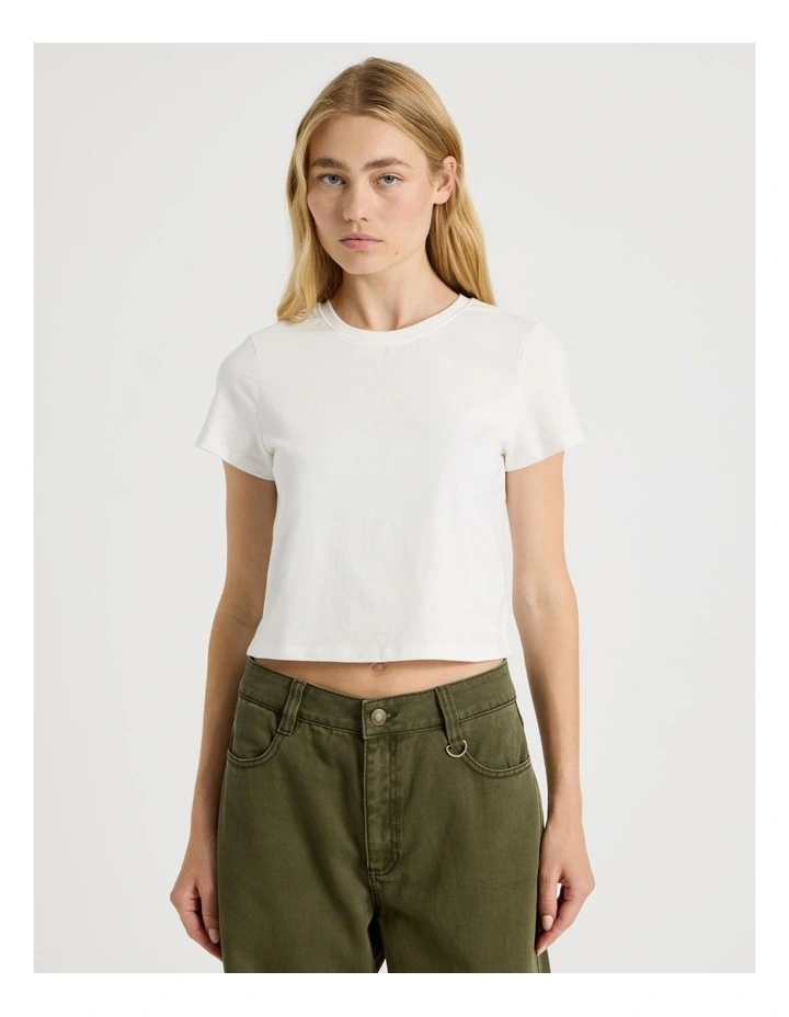 Short Sleeve Crop Tee in White image 5