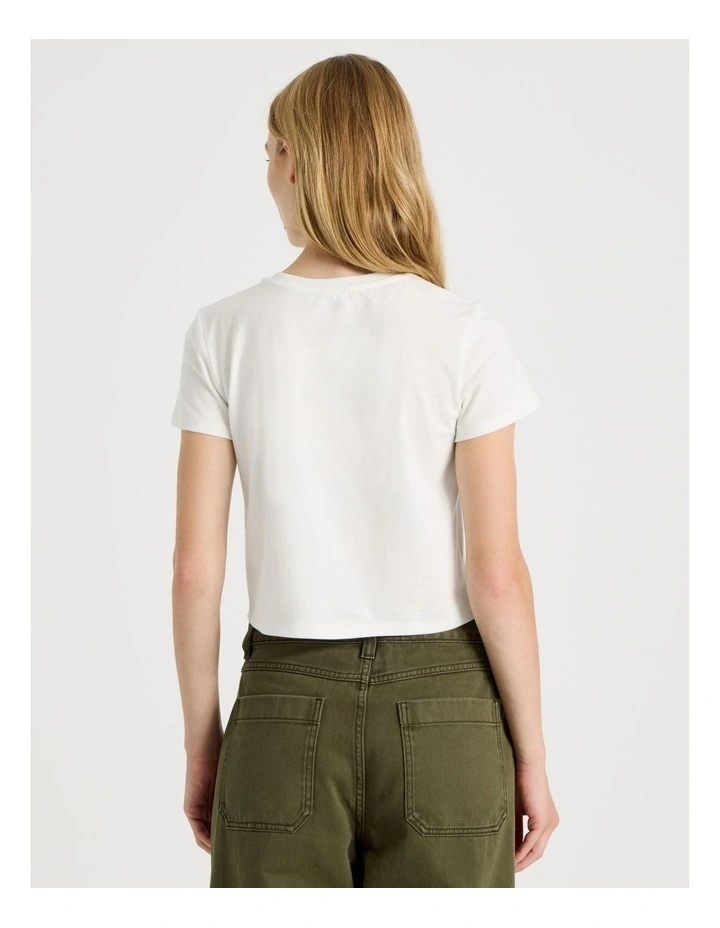 Short Sleeve Crop Tee in White image 6