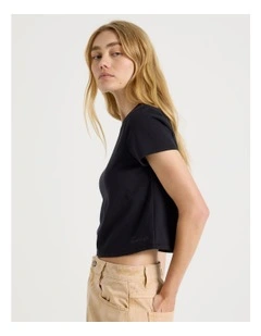 Short Sleeve Crop Tee in Black