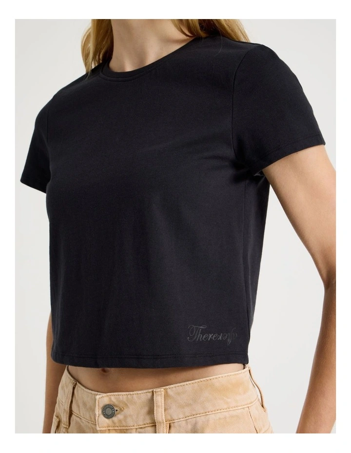 Short Sleeve Crop Tee in Black image 2