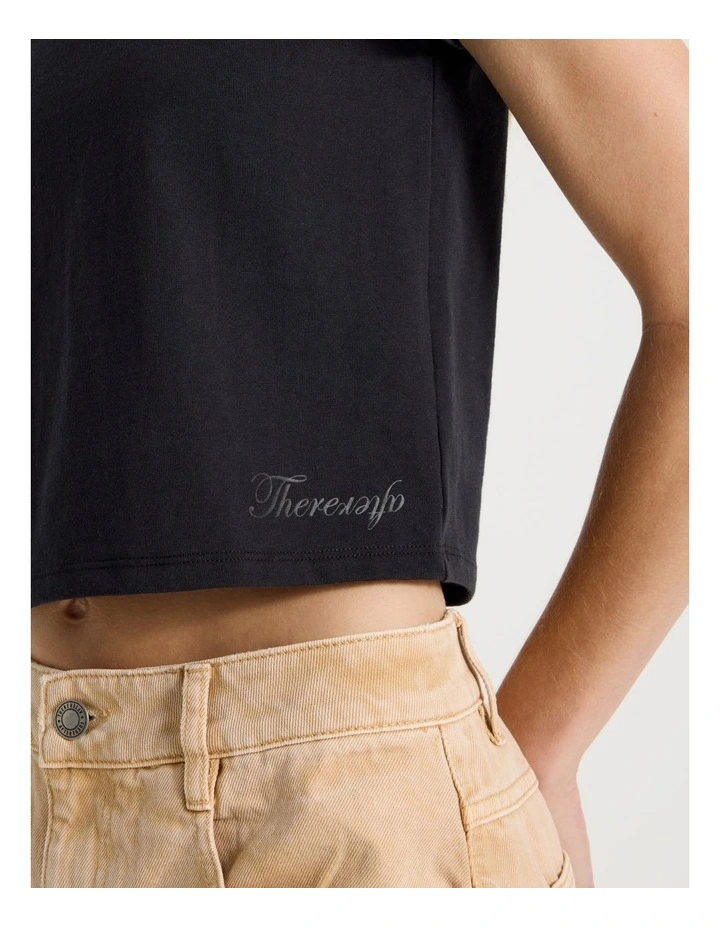 Short Sleeve Crop Tee in Black image 5