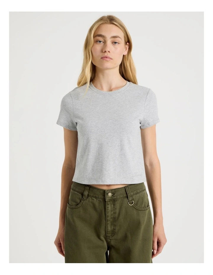 Short Sleeve Crop Tee in Grey Marle image 3
