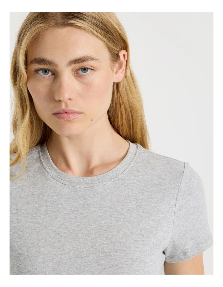 Short Sleeve Crop Tee in Grey Marle image 6