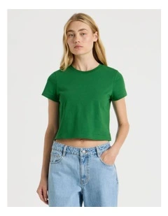 Short Sleeve Crop Tee in Green