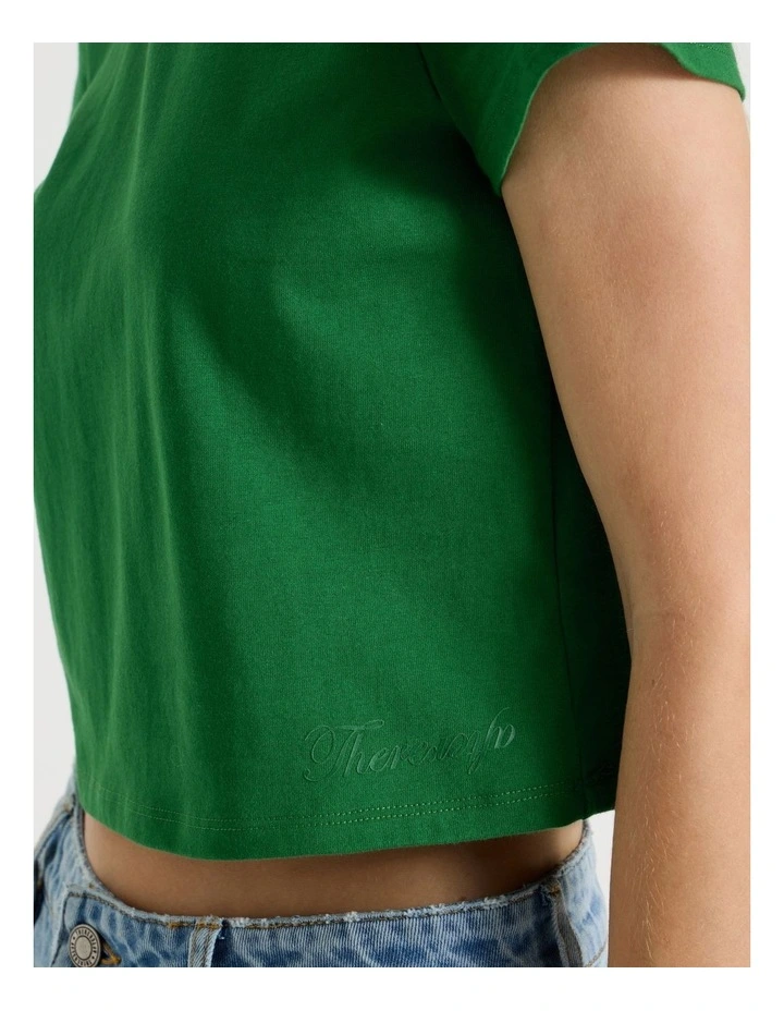 Short Sleeve Crop Tee in Green image 4