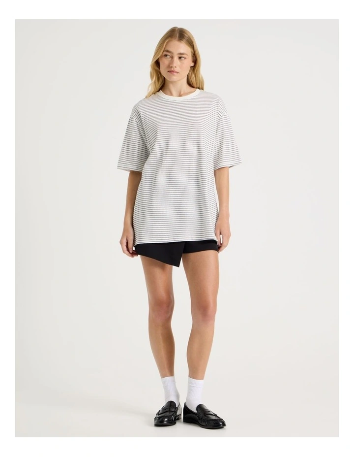 Oversized Tee in White & Black Stripe image 2