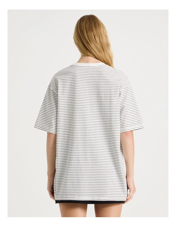 Oversized Tee in White & Black Stripe image 5