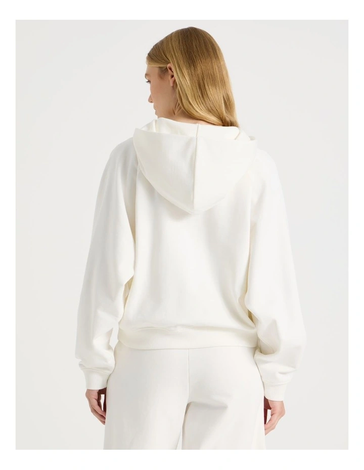 Raglan Hoodie in White image 6