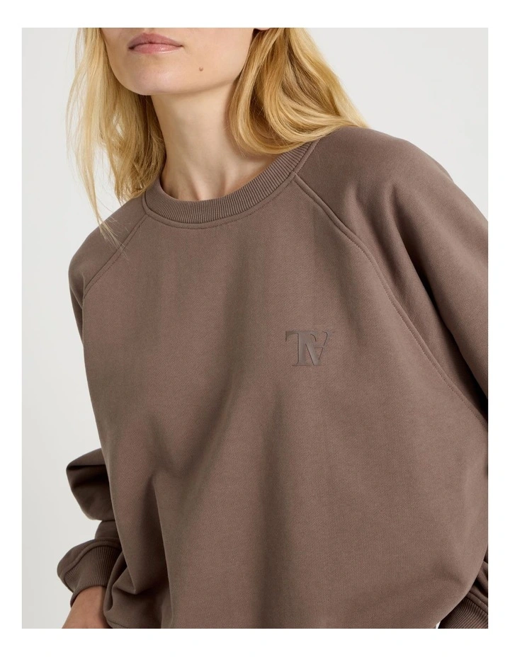 Crew Neck Raglan Jumper in Taupe image 2