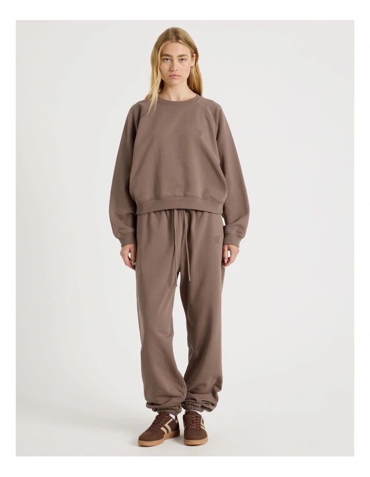 Crew Neck Raglan Jumper in Taupe image 7