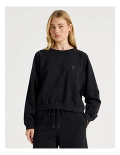 Crew Neck Raglan Jumper in Black