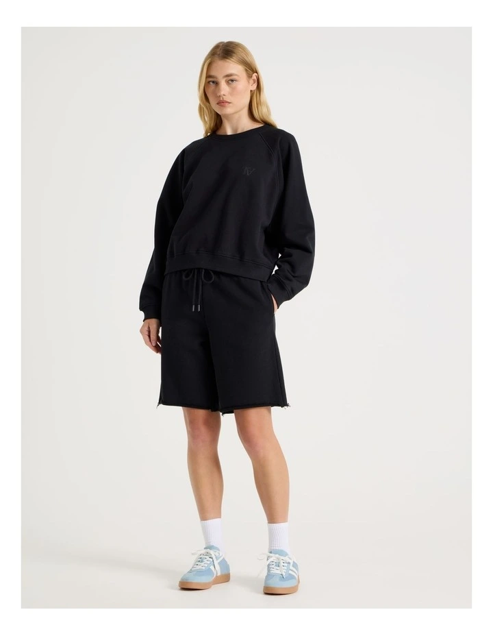 Crew Neck Raglan Jumper in Black image 4