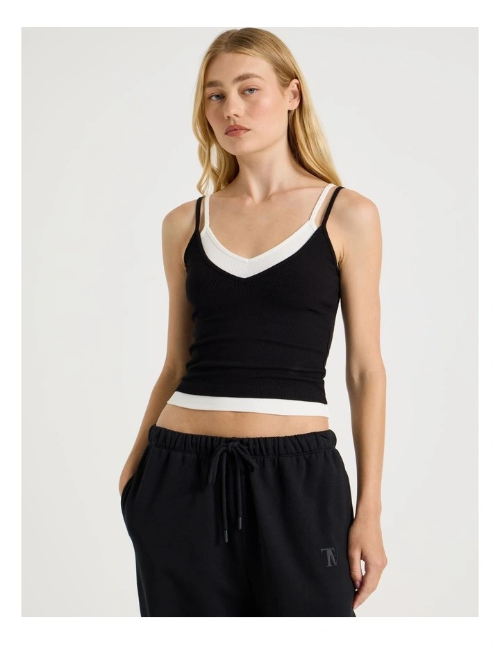 Double Layer Cami in Black image 1