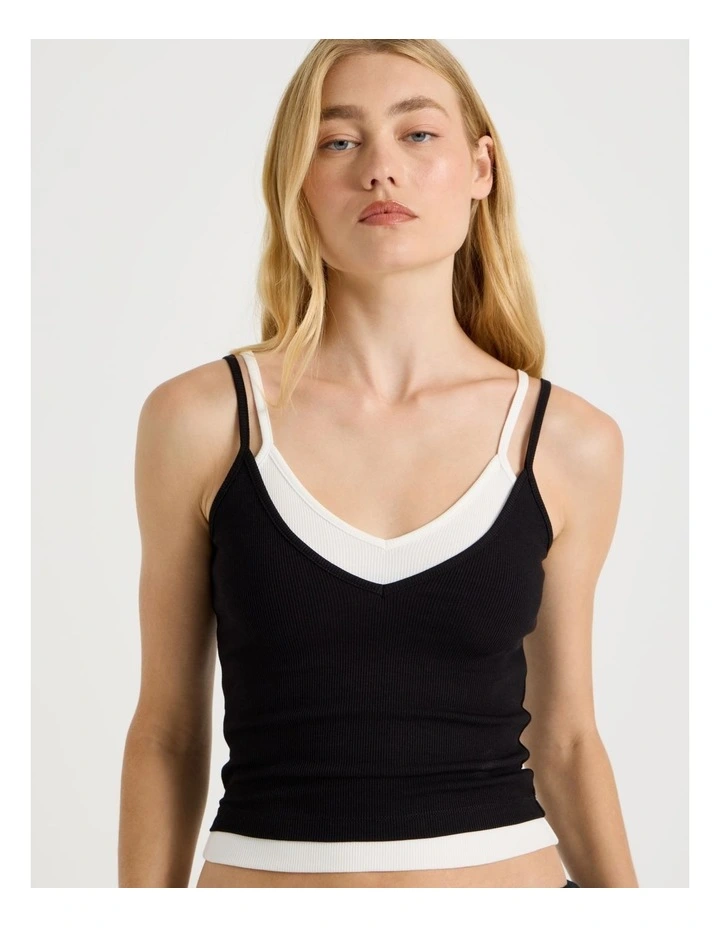 Double Layer Cami in Black image 3