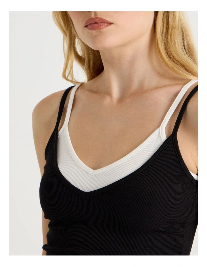 Double Layer Cami in Black image 4