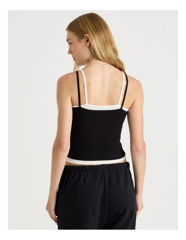 Double Layer Cami in Black image 5