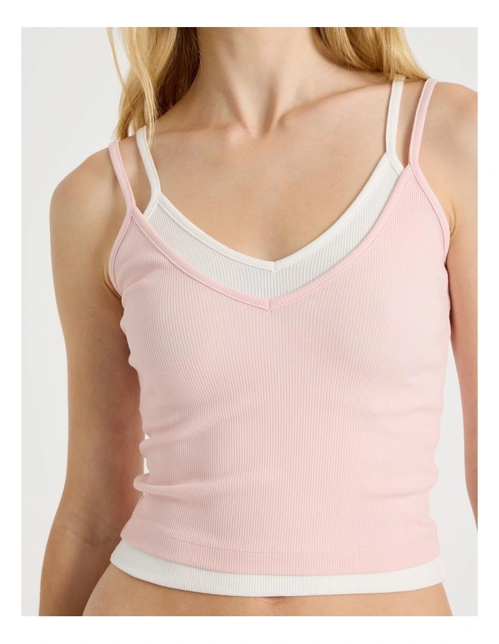 Double Layer Cami in Pink image 2