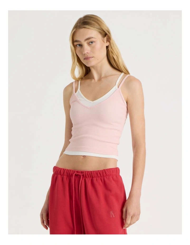 Double Layer Cami in Pink image 4