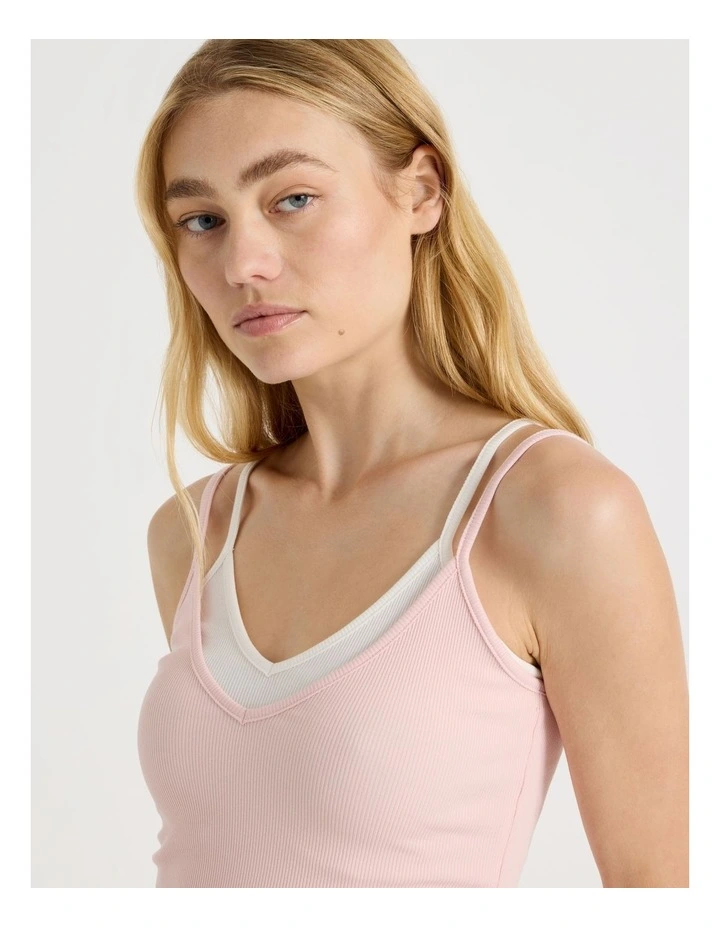 Double Layer Cami in Pink image 5