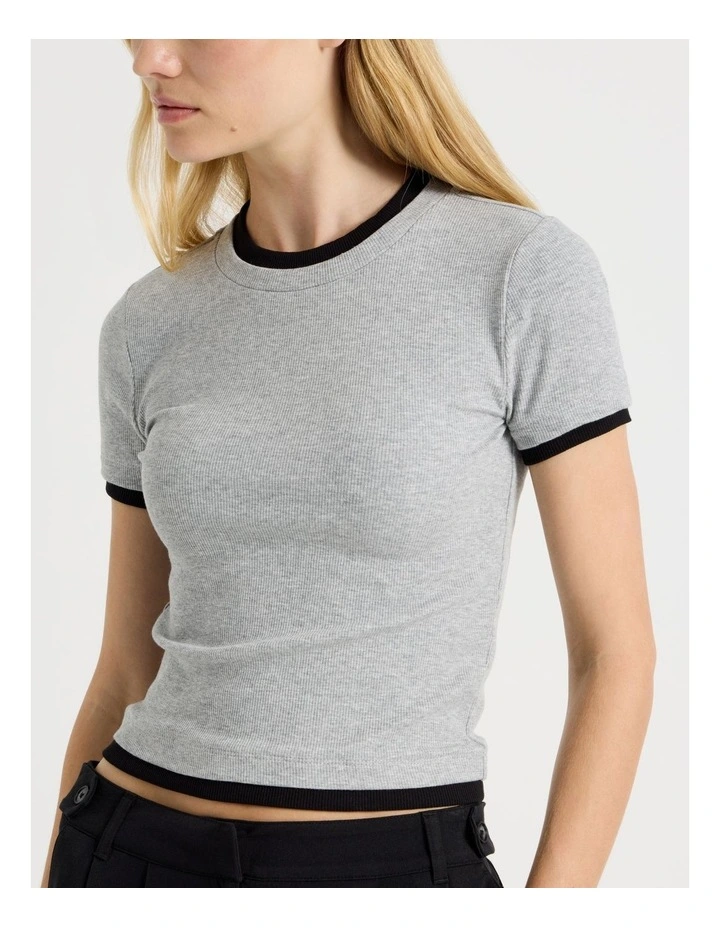 Double Layer Tee in Grey Marle image 3