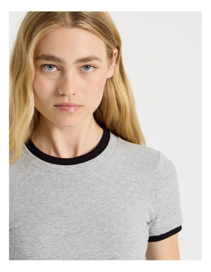 Double Layer Tee in Grey Marle image 4
