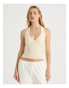 Jersey Halter Top in Yellow