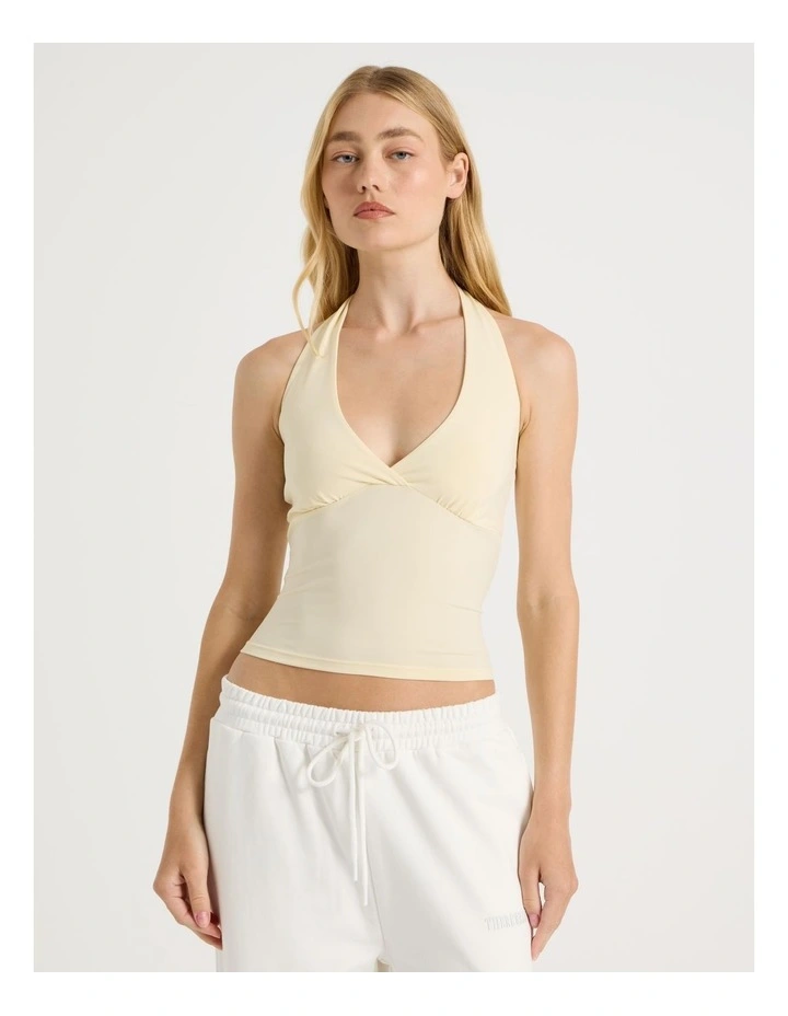 Jersey Halter Top in Yellow image 1