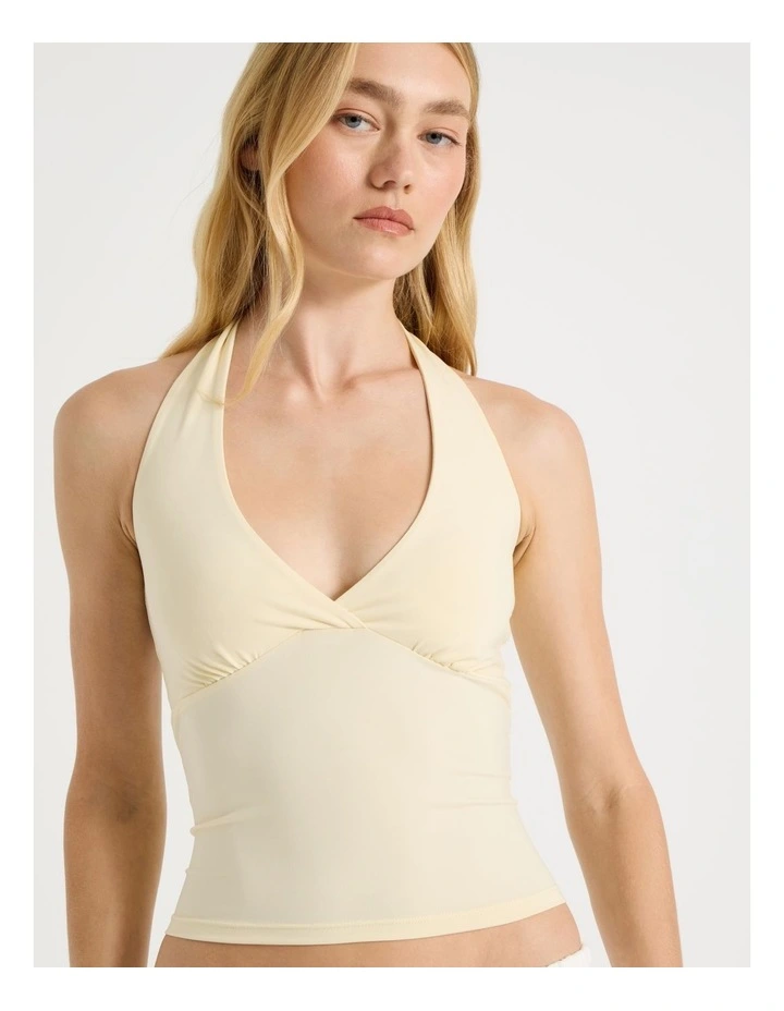 Jersey Halter Top in Yellow image 3