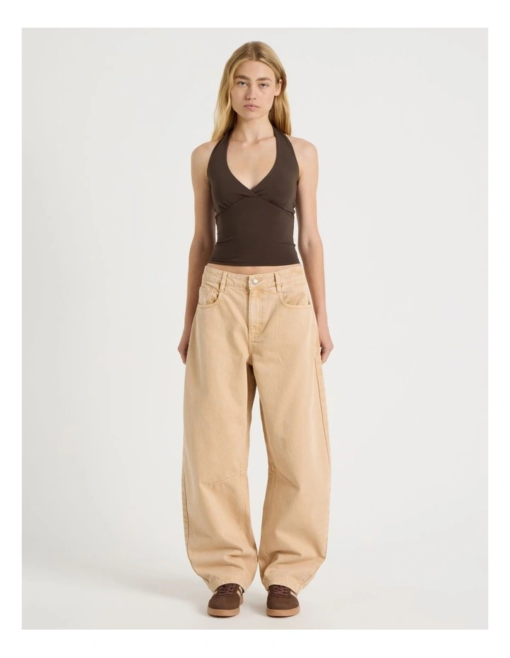 Jersey Halter Top in Dark Brown image 2