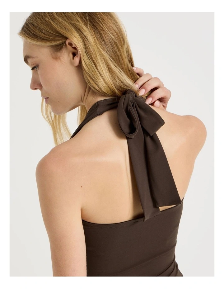 Jersey Halter Top in Dark Brown image 6