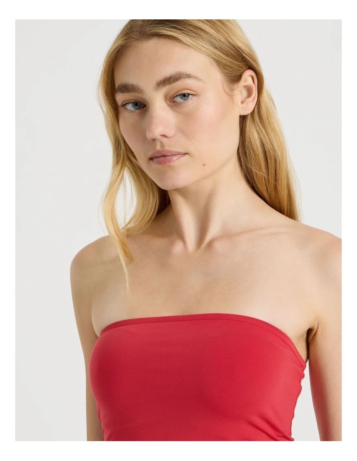 Jersey Strapless Top in Red image 6