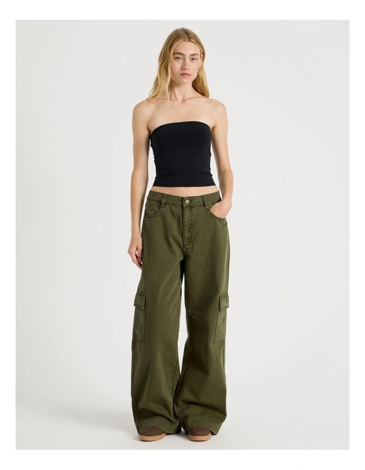 Jersey Strapless Top in Black image 2